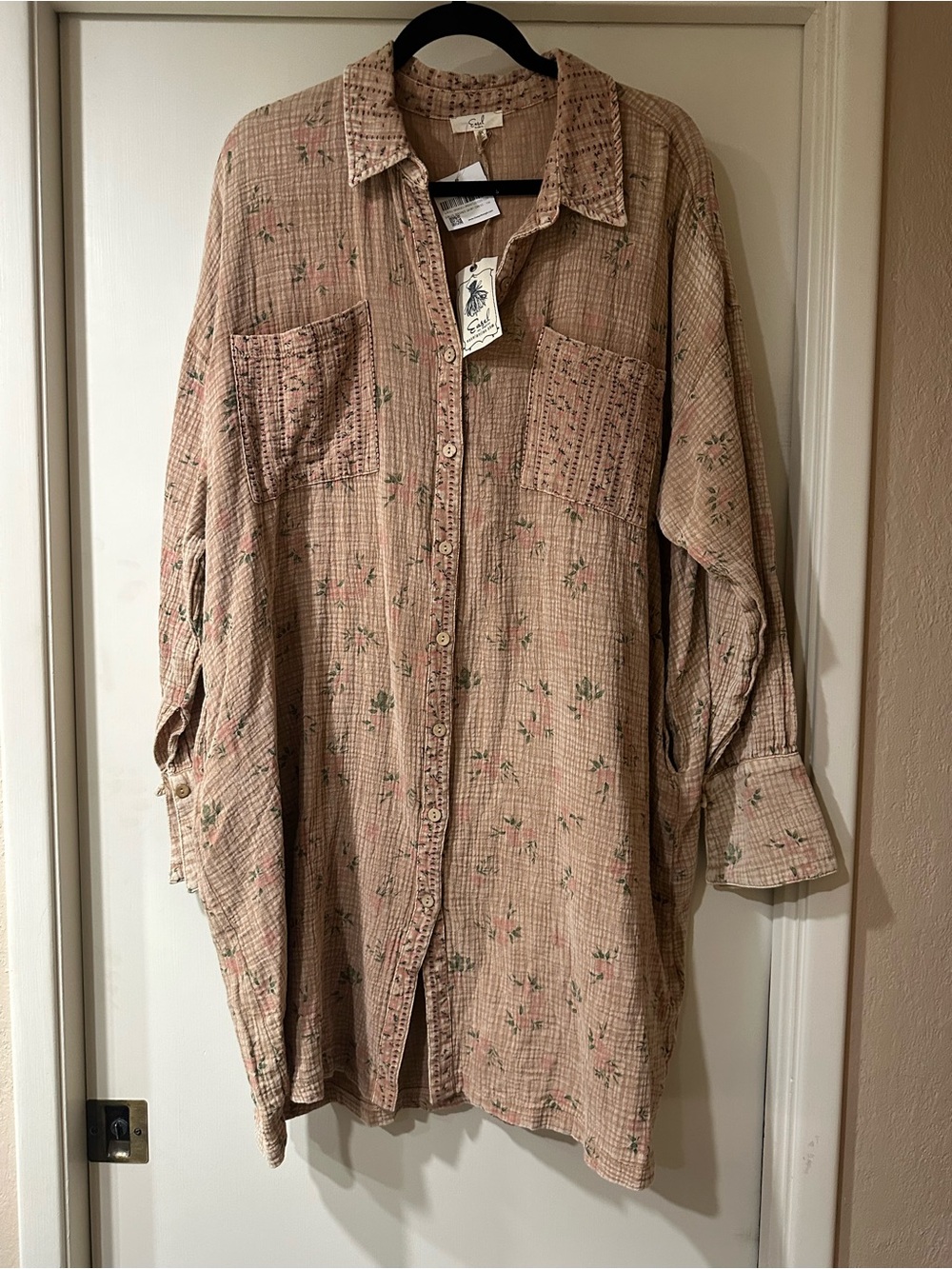 Women's Button-Up Shirt Dress in Dusty Rose Floral